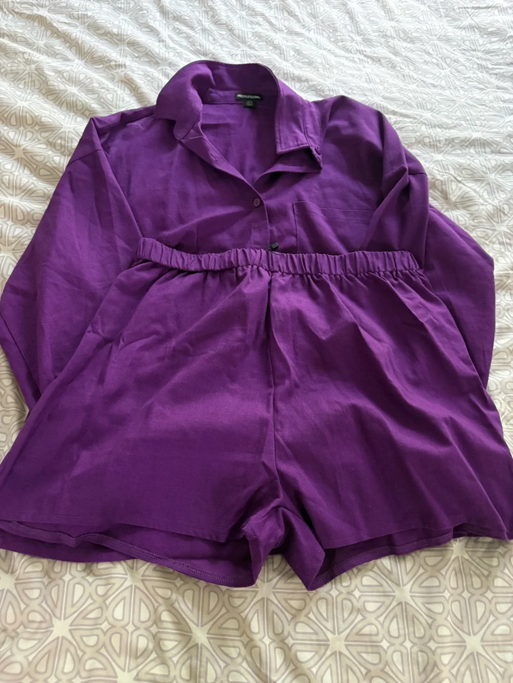 PrettyLittleThing Deep Purple Shirt and Shorts Matching Set